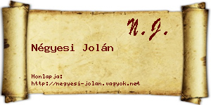 Négyesi Jolán névjegykártya